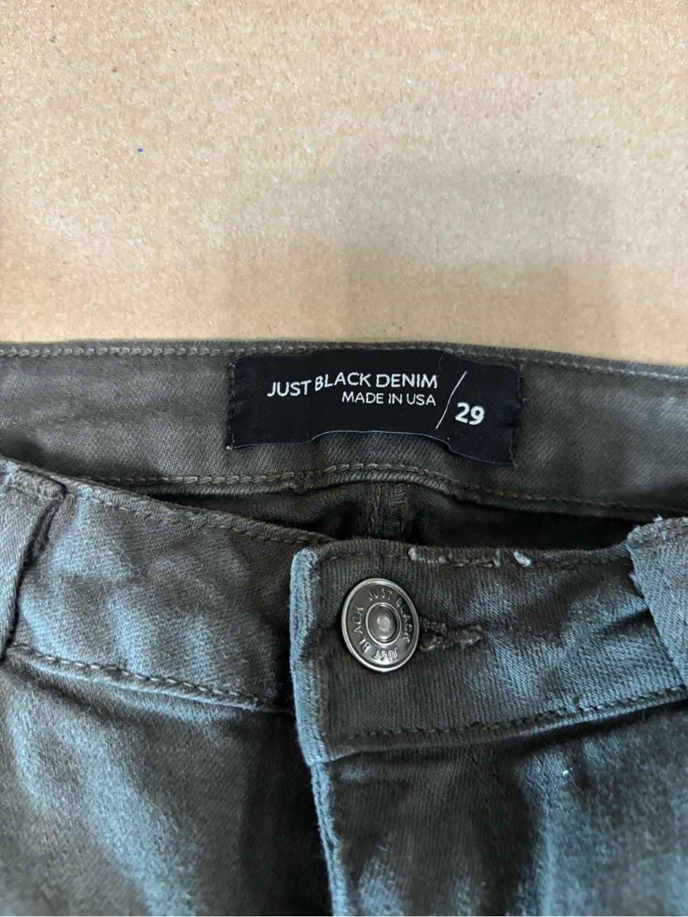 Women's-Just Black Denim Jeans in Olive Green